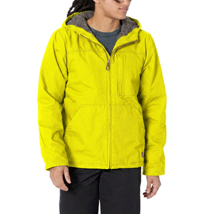 Veste en toile coupe-vent à capuche pour homme, couleur unie, fermeture éclair, vêtements d'hiver décontractés, coupe régulière, coque en polyester - Product Image 5