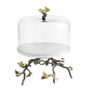 Soporte pequeño de aluminio para tartas con tapa de vidrio, mesa de postre de hierro, soportes para tartas de boda, cristal de Metal decorativo para espacios pequeños - Product Image 1