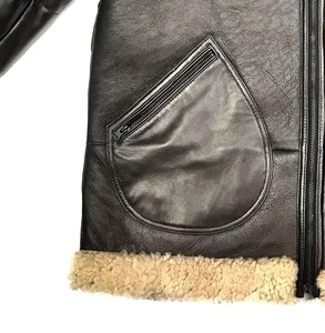 Premium <b>Men's</b> Leather <b>Shearling</b> <b>Jacket</b> Genuine Sheepskin Fur Winter Aviator Coat Warm Biker Outerwear Elegant Classic Fit - Product Image 2
