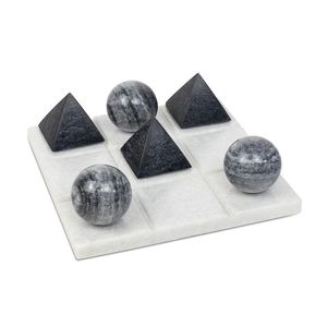 Precio al por mayor RISING INTERNATIONAL Escultura contemporánea de juego de tres en raya de piedra con diseño X O, decoración cuadrada para el hogar - Product Image 4