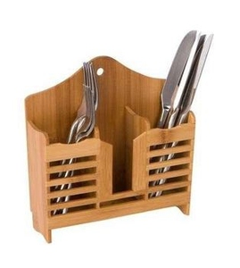 Acacia Wood Cutlery <b>Caddy</b> with Integrated Napkin Holder Multi Compartment Tabletop Spoon Fork Organizer for Restaurant Dining - Product Image 3