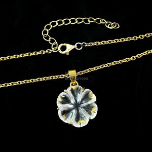 Pendentif Fleur en Cristal de Quartz AAA, Collier en Pierre Précieuse Sculptée, Pendentif Fleur en Cristal de Quartz Naturel pour la Fabrication de Bijoux pour Femmes - Product Image 5
