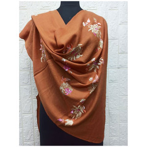 Elegant Fine <b>Wool</b> Chikan Flower Embroidery Stole 70x200 cms Premium Quality Soft Warm Winter Fashion <b>Scarf</b> with Beautiful - Product Image 5