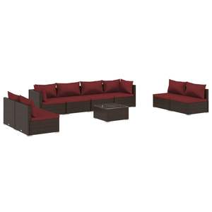 Grand ensemble de salon de jardin modulaire en rotin PE marron et rouge cannelle, design de mobilier moderne pour l'extérieur - Product Image 2
