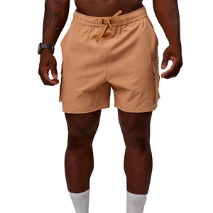 Pantalones Cortos Cargo de Color Sólido para Hombre, Cintura con Cordón, Secado Rápido, Tela Oxford, Ropa Casual - Product Image 1