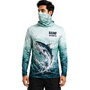 เสื้อฮู้ดดี้ตกปลาแบบสั่งทำพิเศษ แห้งเร็ว ป้องกันแสงแดด UPF 50+ ไซส์ใหญ่ แขนยาว ระบายอากาศได้ดี ผ้าซับลิเมชั่นยืดได้ 4 ทิศทาง - Product Image 5