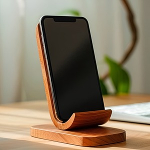 Support de téléphone portable en bambou portable pour la maison, support de téléphone portable pour tous les téléphones mobiles, cadeau promotionnel d'entreprise, fait main - Product Image 3