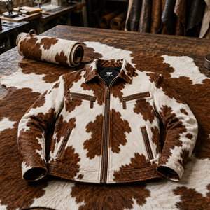 Chaqueta de Motero Vintage de Cuero Vacuno para Hombre, Cortavientos, con Cierre de Cremallera con Aspecto de Cuero PU, Cuello Alto, Logotipo Frontal y Bolsillos con Cremallera en el Pecho - Product Image 6