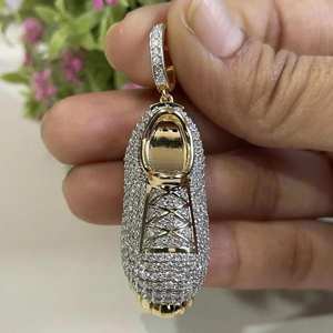 18K <b>Solid</b> <b>Gold</b> <b>Pendant</b> With Round Brilliant Cut Diamonds Channel Set Luxury Unisex Charm Everyday Wear - Product Image 1