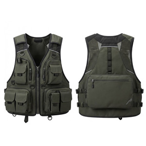 Gilet de pêche pour hommes, multi-poches, équipement de pêche en plein air, gilet utilitaire léger, fermeture éclair avant réglable, fournisseur en gros personnalisé - Product Image 1