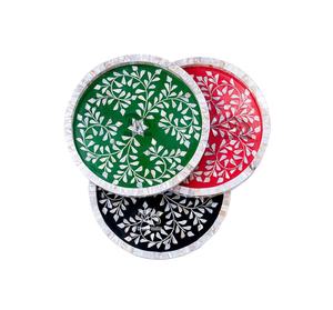 Juego de Bandejas de Servicio Personalizables de Nácar de Primera Calidad, Decoración Rústica, 6 Posavasos con Incrustaciones de Hueso, Utensilios de Cocina para Hoteles y Restaurantes - Product Image 1