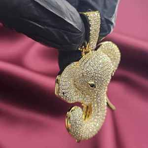 Elephant Pendant 22K Gold Plated <b>Crystal</b> Rhinestone Micro Pave Unisex Luxury <b>Animal</b> Charm Everyday Wear - Product Image 4