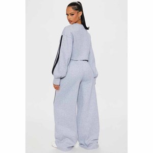 Casual <b>Women</b> Tracksuit Set Two Piece Outfits Zip Up Long Sleeve Coat <b>Stripe</b> Print Straight Wide Leg <b>Trousers</b> Sweat suit - Product Image 6