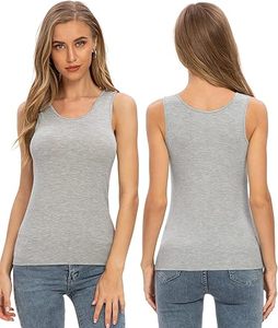 Débardeurs pour femmes Aura Square, débardeurs sans manches à col carré, sous-vêtements pour femmes, débardeurs en coton doux extensible, coupe ajustée, pour superposition - Product Image 2
