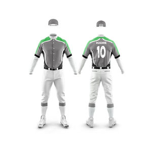 Ensemble de maillot et pantalon de baseball personnalisé pour homme, gris, vert, blanc, impression numérique, polyester respirant, service OEM pour adultes - Product Image 1