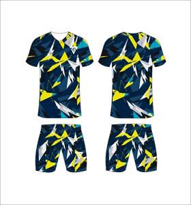 Custom Sublimated Blue Soccer Jersey Set for Men V-Neck Short Sleeve Moisture Wicking <b>Athletic</b> Fit Matching Shorts - Product Image 5