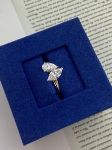 Anillo Toi Moi Único con Diamante Cultivado en Laboratorio de Corte Marquesa y Pera de 1.01CT, con Oro Sólido de 14K, Regalo de Compromiso para Novias - Product Image 3