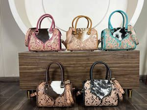 Latest Designer Genuine Tooled Cowhide Leather Western Medium Size Speedy Bag Floral Handcrafted Lady Shoulder Speedy Handbags - Product Image 4