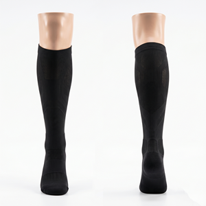 High Performance 320 GSM Nylon Spandex Scrub <b>Socks</b> Black Breathable Knit Panels Custom Woven Logo Uniforms - Product Image 1