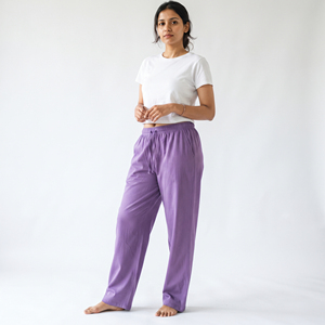 <b>Women</b> Cotton Straight Loose Fit Pants Casual Full Length Solid Color Drawstring Waist Mid Rise Summer Wear <b>Trouser</b> Ladies - Product Image 1