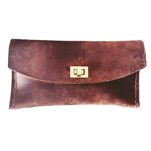 Cartera de cuero genuino cosida a mano de Crazy Horse para mujer, regalo largo grabado personalizado, su LSW-0020 - Product Image 1