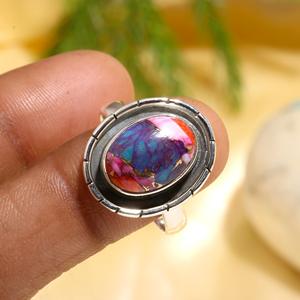 Bague tendance en argent sterling 925, best-seller, avec pierre précieuse turquoise huître rose, pour fournisseur de bijoux de Noël - Product Image 2