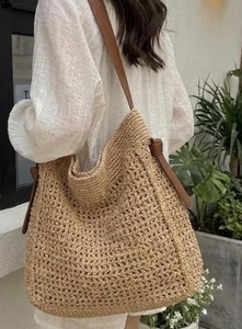 Sac fourre-tout au crochet – Sac à bandoulière tissé style bohème, sac fourre-tout léger pour l'été - Product Image 4