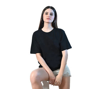 Camisetas de punto acanalado de manga corta para mujer, con cuello redondo, de color sólido, modernas y sexys, informales, básicas, de calidad económica. - Product Image 2