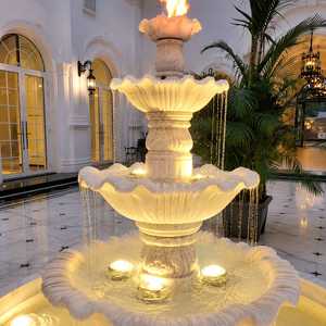 Fuente de Agua Moderna para Exteriores, Tallada a Mano en Mármol Blanco, con Luces LED, Fácil de Instalar, de Primera Calidad, para Jardín o Patio - Product Image 2