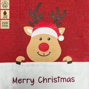 Sac de Noël en coton lurex avec cordon de serrage, motif renne rouge, sac cadeau personnalisé avec logo, 38x60cm, vente en gros, fabricant OEM, marque privée - Product Image 2