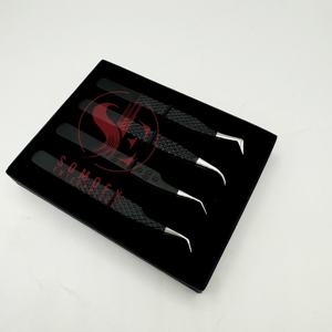 แหนบต่อขนตาสแตนเลสแบบมืออาชีพอุปกรณ์เสริมความงามแบบด้านปรับแต่งโลโก้ได้ตามต้องการ - Product Image 4