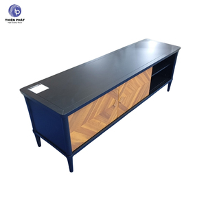 Mueble para TV de Madera Maciza de Acacia, Diseño de Panel en Espiga, Consola Multimedia Rústica Moderna para Sala de Estar o Dormitorio, Duradera - Product Image 5