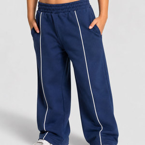 Ensemble de survêtement en molleton uni pour garçons, coupe large, avec logo personnalisé, antistatique, streetwear, vente en gros - Product Image 5