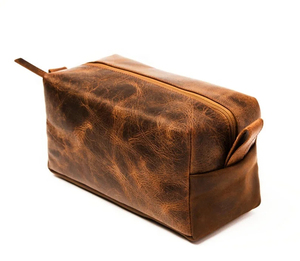 NWK INDUSTRY Vintage Solid Brown Leather Dopp Kit for <b>Case</b> with Zipper Closure Waterproof & Large Capacity for Travel - Product Image 1