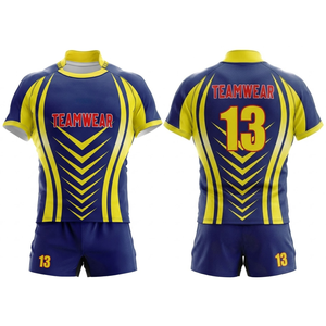 Conjuntos de Uniformes de Rugby/Fútbol Personalizados de Nuevo Diseño para Hombre, Transpirables, Resistentes al Viento, Antibacterianos, Ecológicos, 100% Poliéster, Cortos - Product Image 4