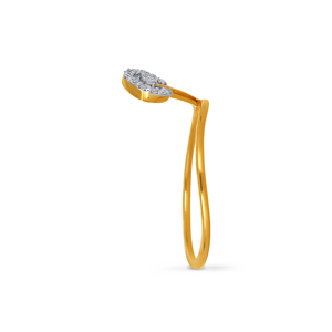 Bague en diamant Serene Curve, or premium, sertie de diamants, design feuille ouverte, pour femmes |   Bijoux avec accent en diamant de 0,08 ct - Product Image 3