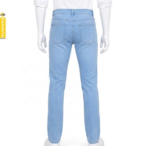 SAMAVIA Custom <b>Men's</b> Light Blue <b>Stretch</b> <b>Men's</b> Denim Jeans Slim Fit Cotton Casual Pants OEM ODM Wholesale Manufacturer - Product Image 3
