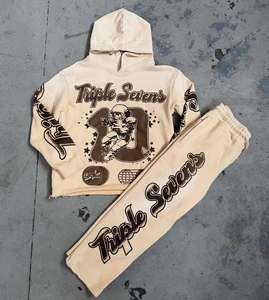 Athletic Fashion Winter Casual Heavyweight Breathable Acid Wash Solid Eco-Friendly Reversible Track Suit Custom Logo Private - Product Image 2