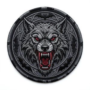 Patch thermocollant brodé motif Tour de château gothique Yeux rouges, Badge rond Dark Fantasy, Applique personnalisée en gros pour vêtements et sacs - Product Image 2