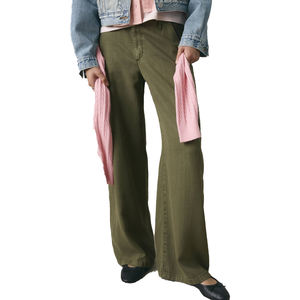 Pantalones Cargo para Mujer de Alta Demanda, Corte Holgado, Caída Suave, Sarga de Lyocell, Pierna Ancha, Ligeros, Estilo Urbano Personalizado Y2K, OEM - Product Image 1