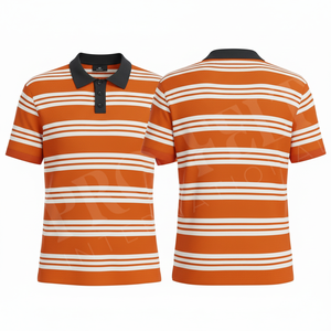 Polo rayé imprimé personnalisé à manches courtes en mélange de coton respirant, coupe ajustée, col polo, style décontracté et tendance pour l'été - Product Image 6