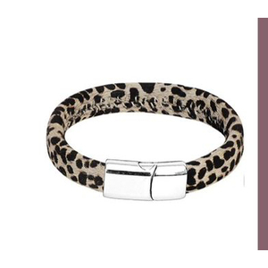 Black Calf Fur <b>Leather</b> <b>Bracelet</b> with Stainless Steel Charms Viking Style Jewelry - Product Image 3