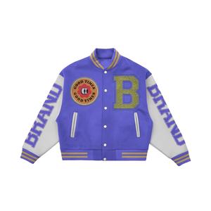 Veste Varsity de haute qualité avec logo personnalisé, broderie streetwear, polaire d'hiver, corps en laine et manches en cuir - Product Image 2