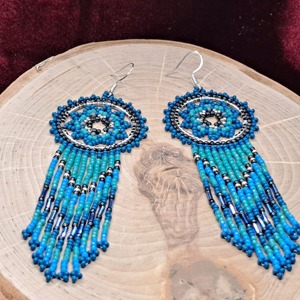Pendientes bordados a mano para mujeres y niñas, pendientes de cuentas personalizados, joyería festiva para mujeres, pendientes de cuentas. - Product Image 6