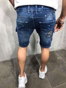 PREGO INDUSTRIES Pantalones Cortos de Mezclilla para Hombre, Estilo Cargo, Desgastados, Lavado Desgastado, Cintura Media, Casuales de Verano, con Bolsillos - Product Image 6
