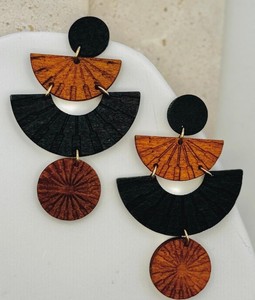 Boucles d'oreilles pendantes géométriques en bois rétro, légères, style bohème, pour un usage quotidien et décontracté, bijoux festifs classiques pour femmes - Product Image 5