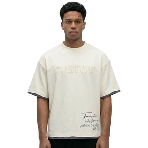 260Gsm Cotton Oversized Graphic Double-layer <b>Long</b>-<b>sleeved</b> <b>T</b>-<b>shirt</b> Distressed <b>t</b> <b>Shirts</b> for <b>Men</b> Custom - Product Image 4
