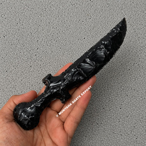 Épée décorative artisanale en obsidienne noire durable, figurine de 8 pouces, lame en pierre naturelle, pièce d'art de collection - Product Image 3