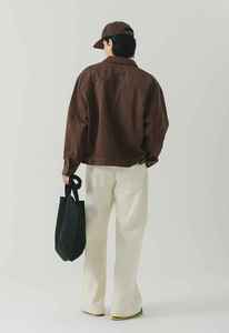 เสื้อแจ็คเก็ตยีนส์สีน้ำตาลฟอกแบบสั่งทำพิเศษ ผ้าฝ้าย 100% เสื้อโค้ทฤดูหนาว สไตล์เรโทร ทรงบ็อกซี่ - Product Image 6