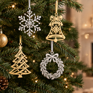 Custom Metal <b>Christmas</b> Ornament Embossed Logo Antique Gold Plated Tree Hanging <b>Decoration</b> OEM Wholesale - Product Image 1